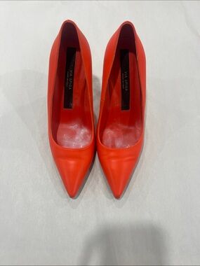 Via Spiga Bright Red Pointed Toe Leather Pumps